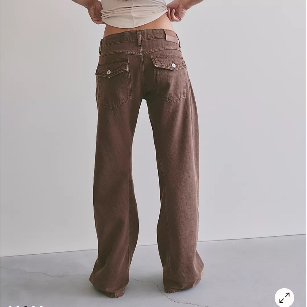Free People Brown Highland Low-Rise Twisted Bowed Jeans - Picture 2 of 5